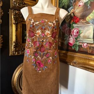 Abercrombie & Fitch Floral Embroidered Tan Dress